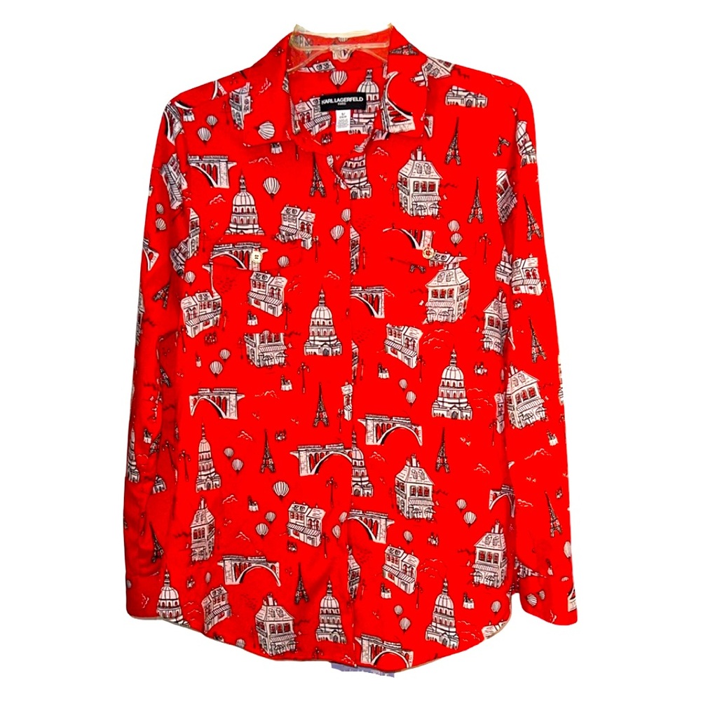 Karl Lagerfeld Red Button Down Shirt
